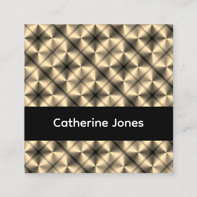 Gold geometric pattern black fyrkantigt visitkort (Framsida)