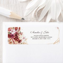 Gold Geometric Terracotta Floral Wedding Address Returadress Etikett