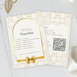 Gold Geometric Wedding Timeline Cards with QR Code Tilläggskort