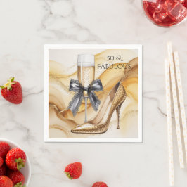 Gold Gitter High Heel 50 & Fabulous Birthday Party Pappersservett