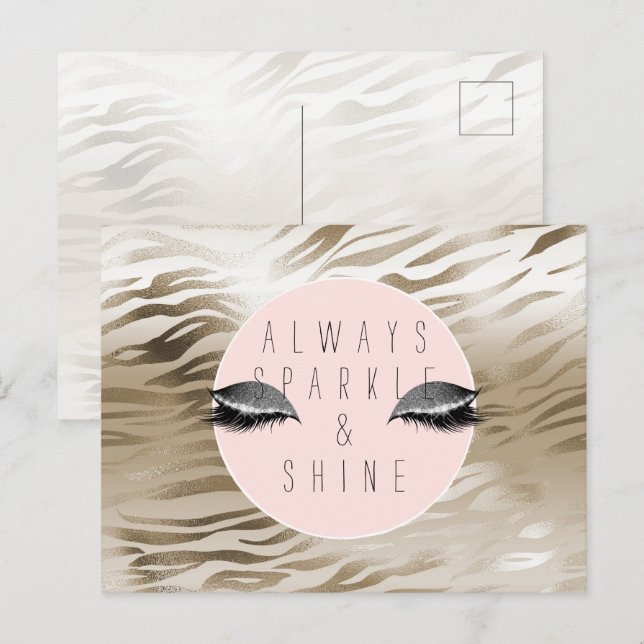 Gold Glam Glitzy Silver Sparkle Eyes Stripes   Vykort (Fram/baksida)