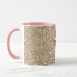 Gold Glitter Deer Red Bows Mugg