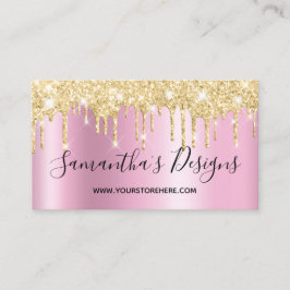 Gold Glitter Drips Pink Shimmer Online Store Visitkort