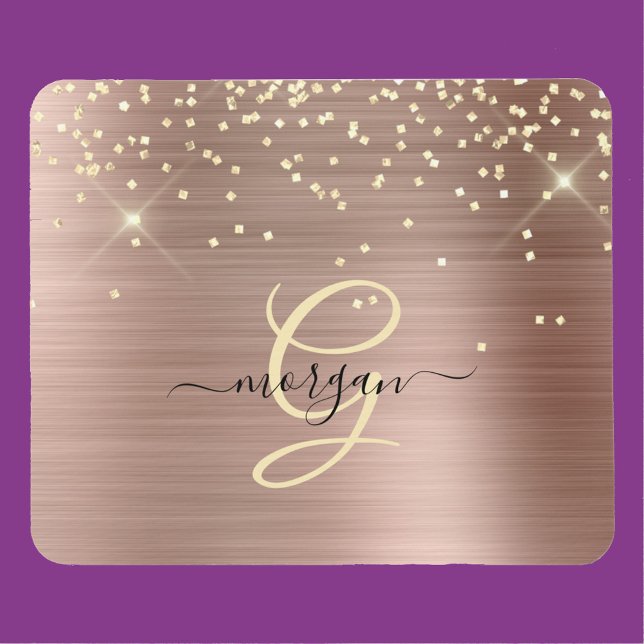 Gold Glitter, Gold Monogram, Black Script Name Musmatta (Skapare uppladdad)