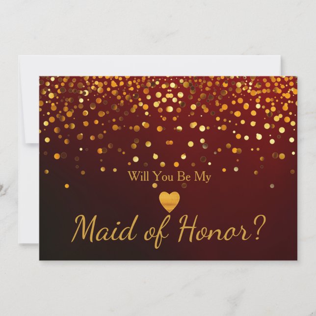 Gold Glitter Heart Faux maid of honor Inbjudningar (Framsida)