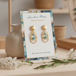Gold Glitter Marble Earring Jewelry Display Card Visitkort