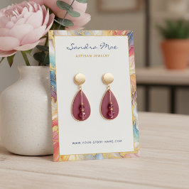 Gold Glitter Marble Earring Jewelry Display Card Visitkort