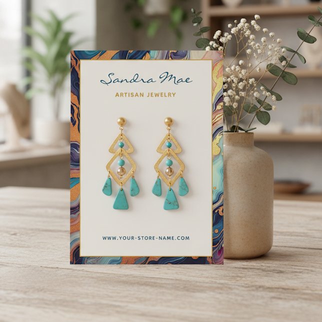 Gold Glitter Marble Earring Jewelry Display Card Visitkort (Skapare uppladdad)