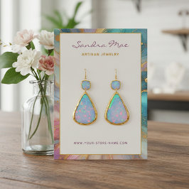 Gold Glitter Marble Earring Jewelry Display Card Visitkort