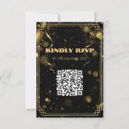 Gold Glitter New Year’s Eve RSVP Card | Elegant Tack Kort