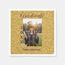 Gold glitter photo graduation add name class text