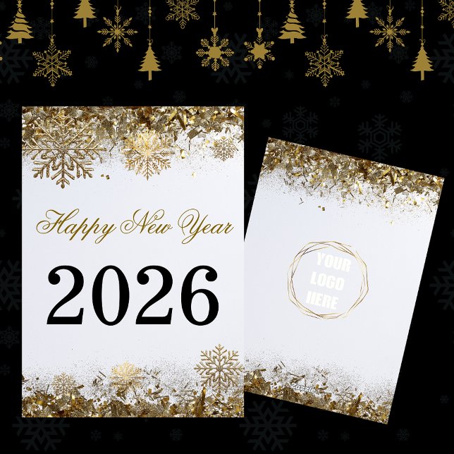  Gold Glitter Snowflake New Year logo company  Kort (Skapare uppladdad)