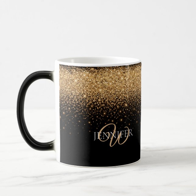 Gold Glitter Sparkle Elegant Luxury Texture        Magisk Mugg (Vänster)