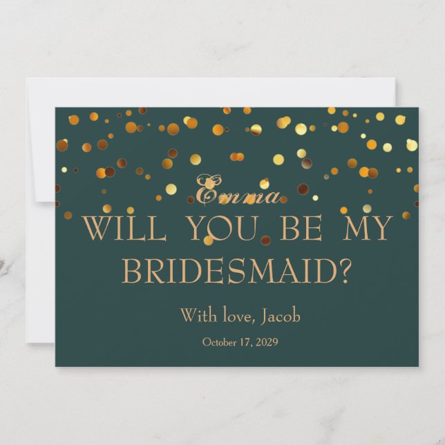 Gold Glitter Will You Be My Bridesmaid Invitation Inbjudningar (Framsida)