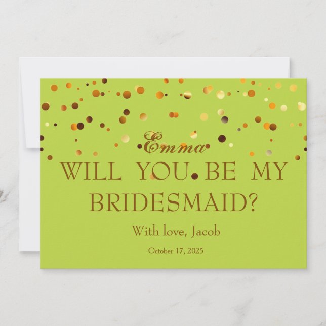 Gold Glitter Will You Be My Bridesmaid Invitation Inbjudningar (Framsida)
