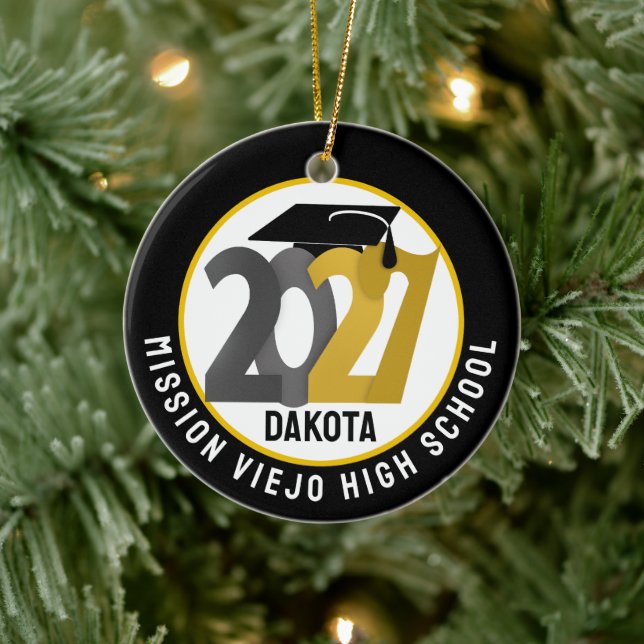 Gold Gray Class of 2027 Photo Graduation Julgransprydnad Keramik (Träd)