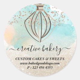 Gold Green ombre sparkle Bakery Pastry Cake Runt Klistermärke