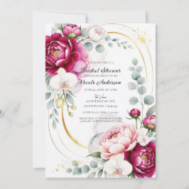 Gold Halo Garden Peonies & Orchids Bridal Shower Inbjudningar
