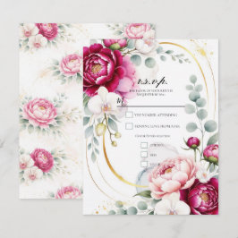 Gold Halo Garden Peonies & Orchids Floral Wedding  Inbjudningar