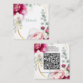 Gold Halo Garden Peonies & Orchids Wedding Details Fyrkantigt Visitkort