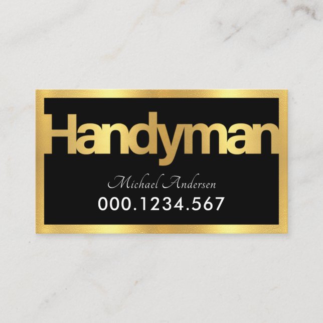 Gold Handyman Signage Frame Visitkort (Framsida)