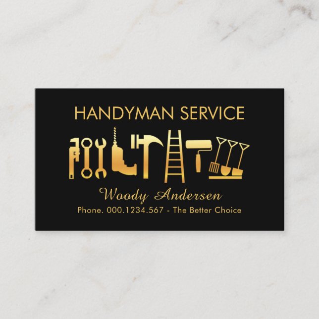 Gold Handyman Tools Icon Visitkort (Framsida)