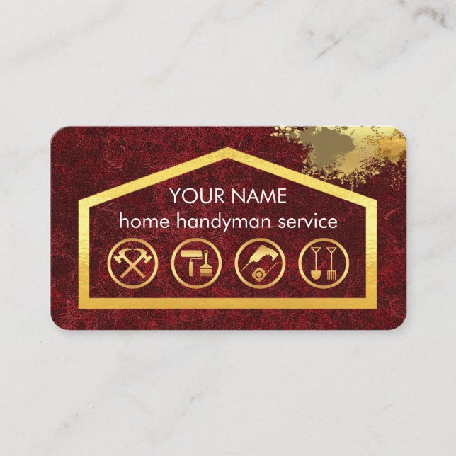 Gold Handyman Tools On Building Frame Visitkort (Framsida)