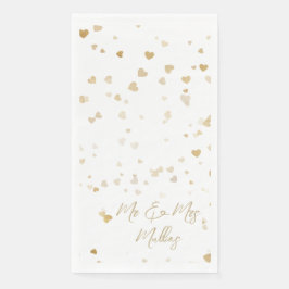 Gold Heart “Mr & Mrs” Wedding Napkins Pappersservett