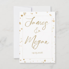 Gold Heart Save the Date Cards Spara Datumet