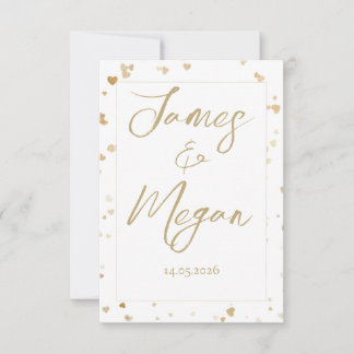 Gold Heart Save the Date Cards Spara Datumet