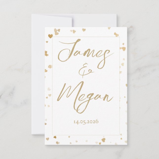 Gold Heart Save the Date Cards Spara Datumet (Framsida)