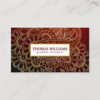 Gold henna flower background paisley pattern visitkort