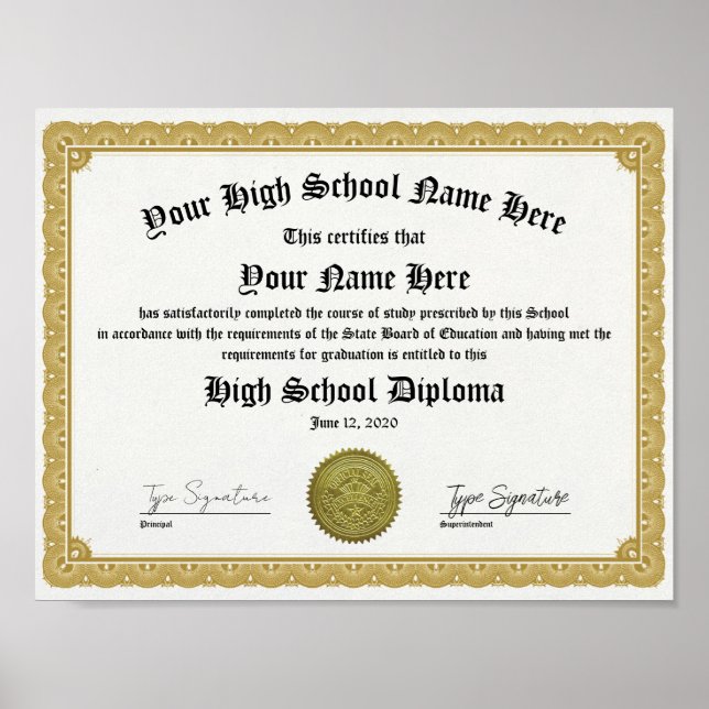 Gold High School Diploma, General Equivalency  Poster (Framsidan)