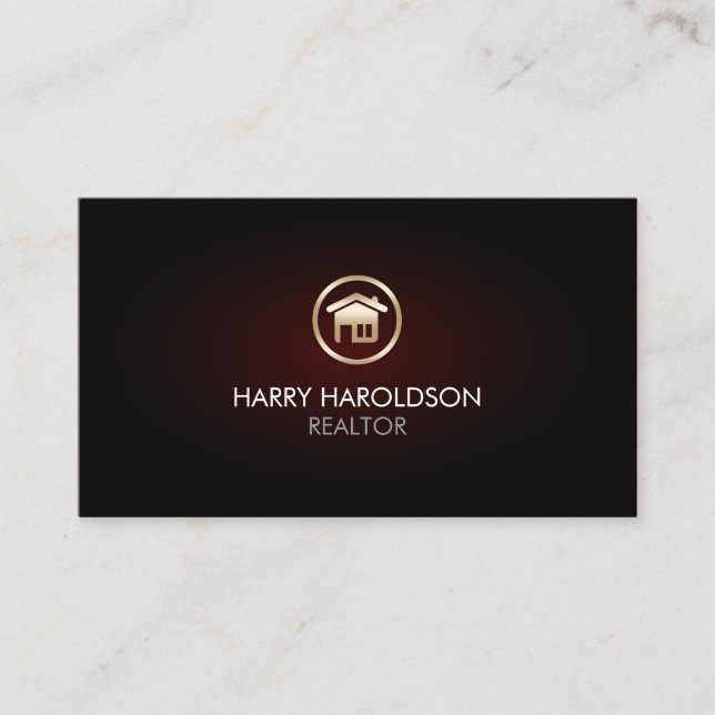 Gold Home Remodeling House Icon Business Card Visitkort (Framsida)