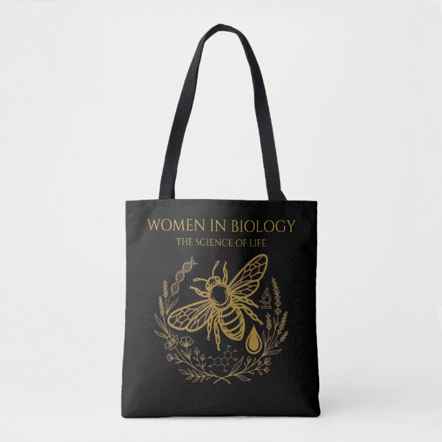 Gold Honey Bee Biology Aesthetic STEM Tote Bag Tygkasse (Framsida)