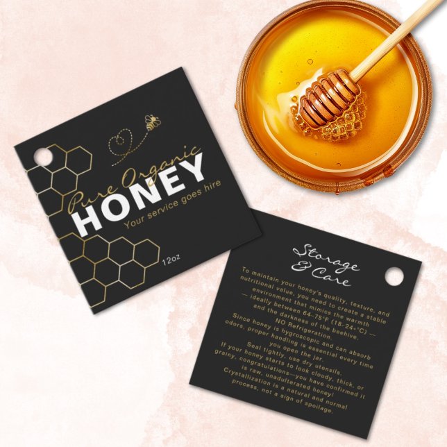 Gold Honeycomb Honey Bees Product Care Insert  Gåvor Etiketter (Gold Honeycomb Honey Bees Product Care Insert Favor Tags)