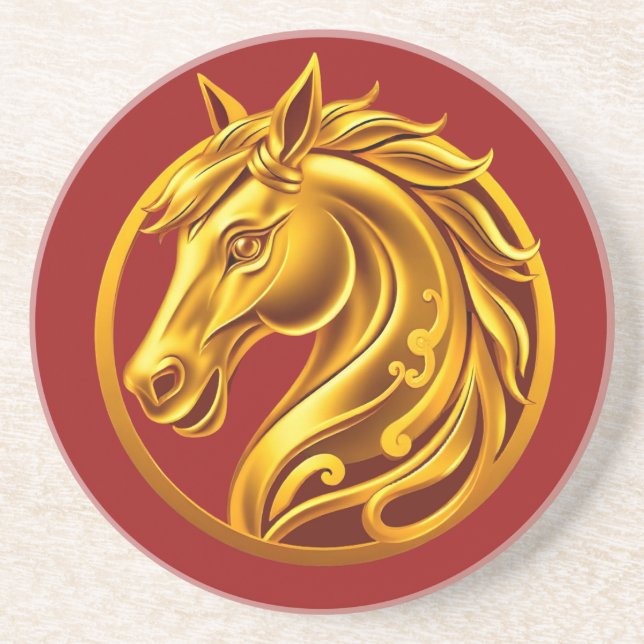 Gold Horse-Red and Gold-Chinese New Year 2026 Underlägg (Framsidan)