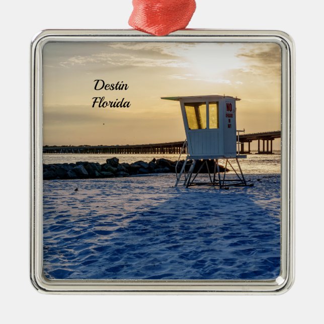 Gold Hour Destin East Pass Square Ornament (Framsidan)