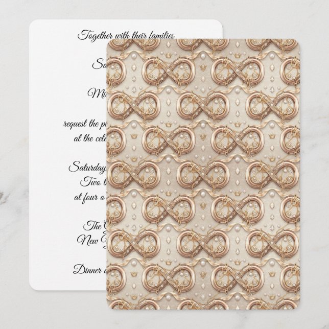 Gold Infinity Wedding Invitation Inbjudningar (Fram/baksida)