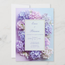 Gold Inset Lavender Hydrangea Frame Wedding Inbjudningar