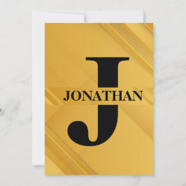 Gold Intersecting Initial Letter Name Typography Julkort