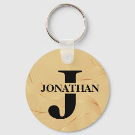 Gold Intersecting Initial Letter Name Typography Nyckelring