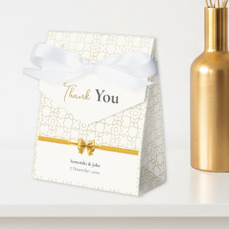 Gold & Ivory Art Deco Pattern with Bow Wedding Presentaskar