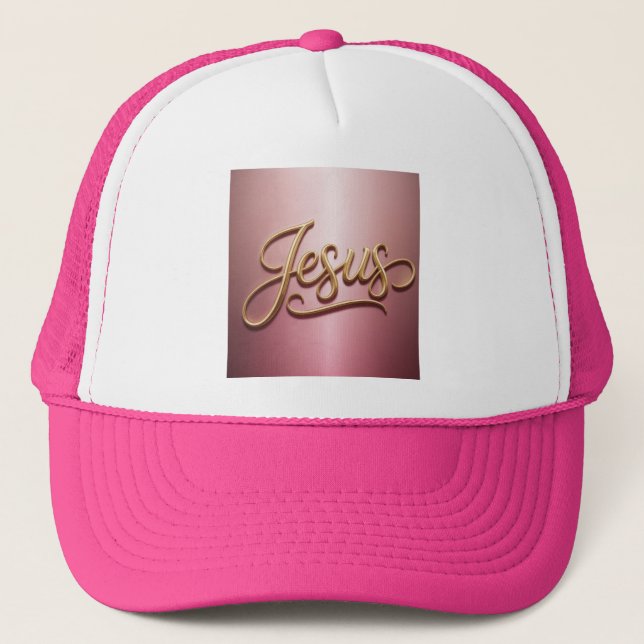 Gold Jesus Script Pink  Keps (Framsida)