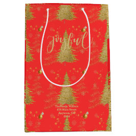 Gold JOYFUL on Red Christmas