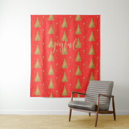 Gold JOYFUL on Red Christmas