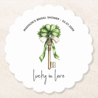 Gold Key Clover Bridal Shower Personalized  Underlägg Papper