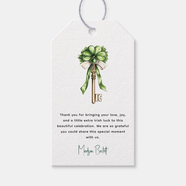 Gold Key Clover Custom St. Patrick’s Day Bridal Presentetikett (Framsidan)