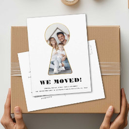 Gold Keyhole Simple Photo Modern Minimalist Moving Meddelande Vykort