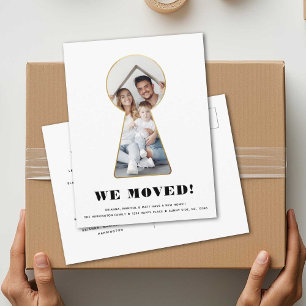 Gold Keyhole Simple Photo Modern Minimalist Moving Meddelande Vykort